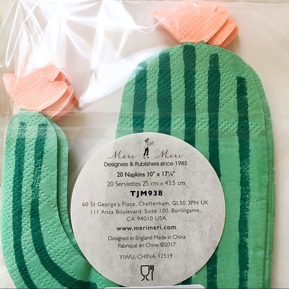 Meri Meri Cactus Succulent Napkins 20 count - Picture 2 of 2